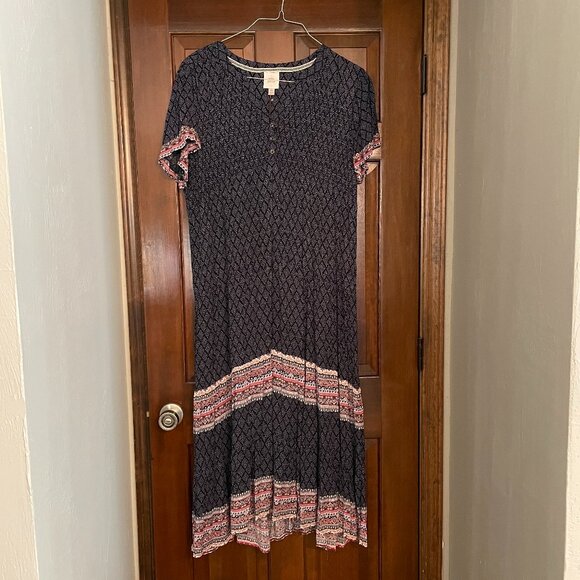Size XL Knox Rose Black Iris dark navy pink bohemian maxi dress - Picture 1 of 12